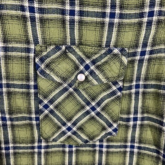 Wrangler Wrangler Green Plaid Pearl Snap Long Sleeve Button Up Flannel Shirt XL - Picture 4 of 5